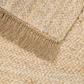 Grands tapis de tapis de jute boho avec des glands